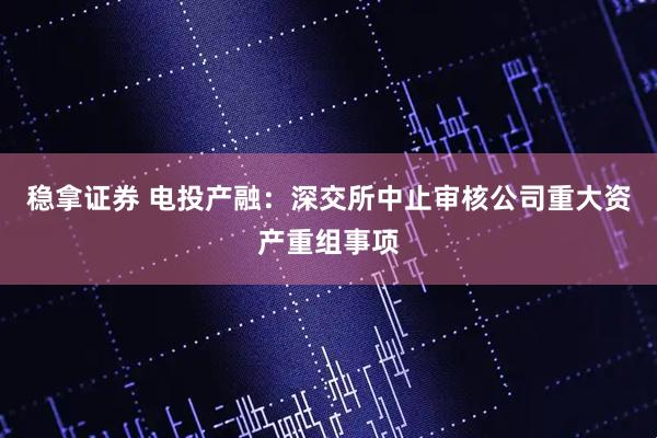 稳拿证券 电投产融：深交所中止审核公司重大资产重组事项