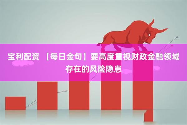 宝利配资 【每日金句】要高度重视财政金融领域存在的风险隐患
