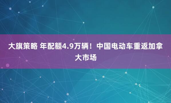 大旗策略 年配额4.9万辆！中国电动车重返加拿大市场